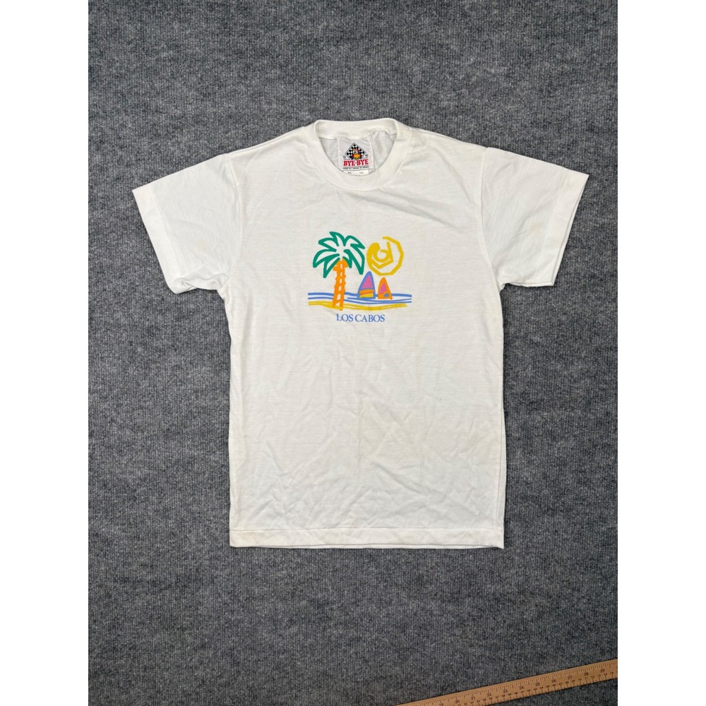 Vintage Bye-Bye Los Cabos Graphic T-Shirt White XL Single Stitch 90s Beach Tee